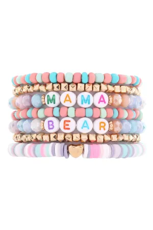 HDB3190 - "MAMA BEAR" CHARM MULTI BEADED BRACELET