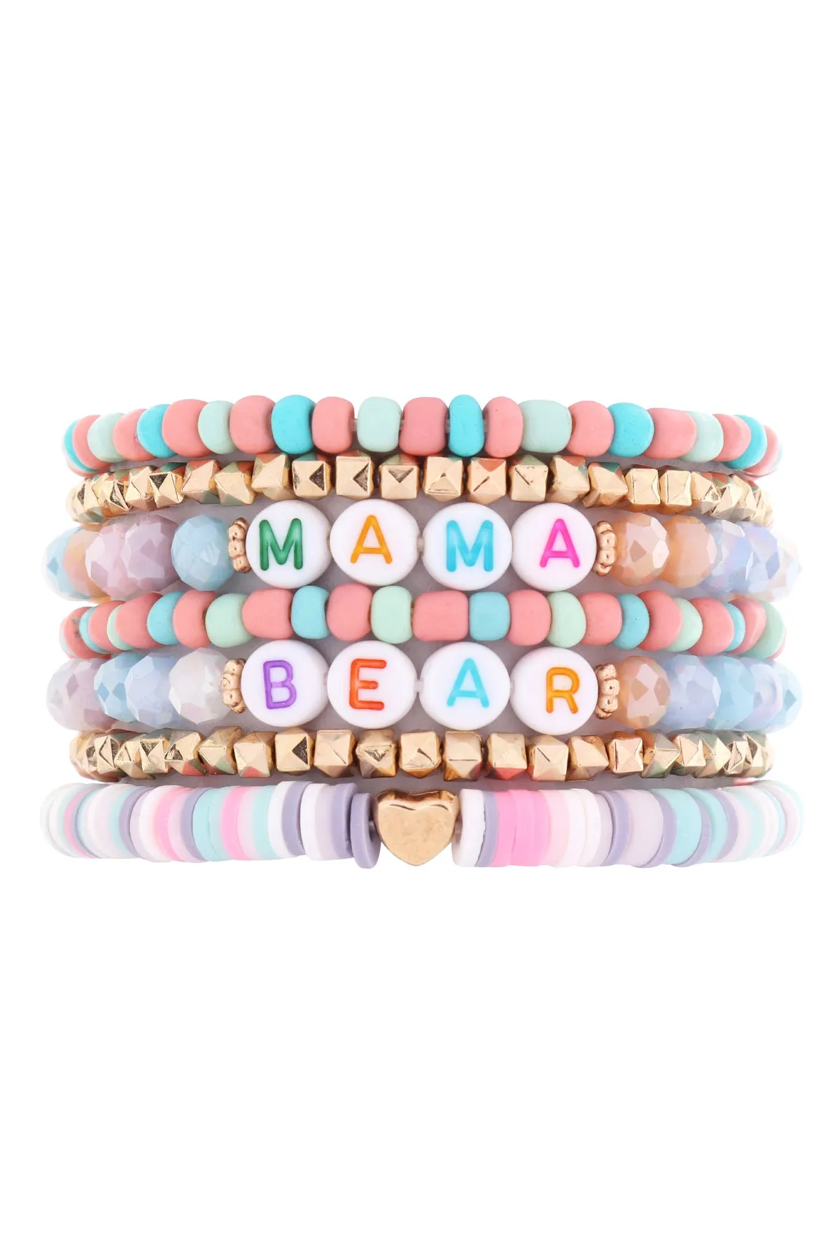 HDB3190 - "MAMA BEAR" CHARM MULTI BEADED BRACELET