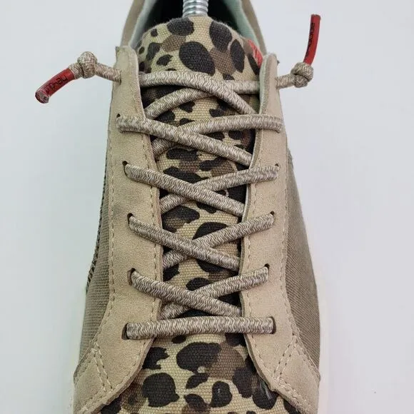 Hey Dude Karina Womens Size 5 Beige Leopard Slip On Casual Comfort Loafer Shoes