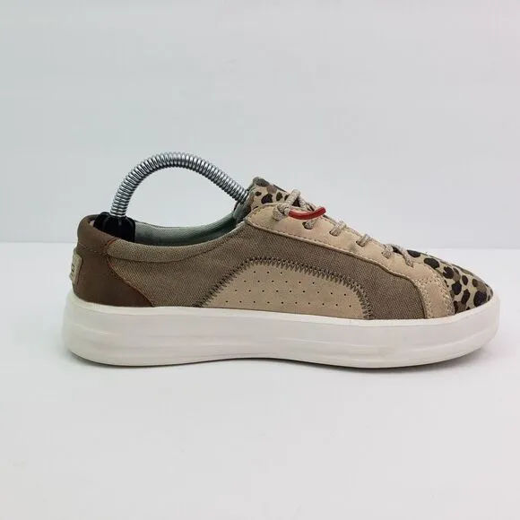 Hey Dude Karina Womens Size 5 Beige Leopard Slip On Casual Comfort Loafer Shoes