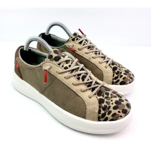 Hey Dude Karina Womens Size 5 Beige Leopard Slip On Casual Comfort Loafer Shoes