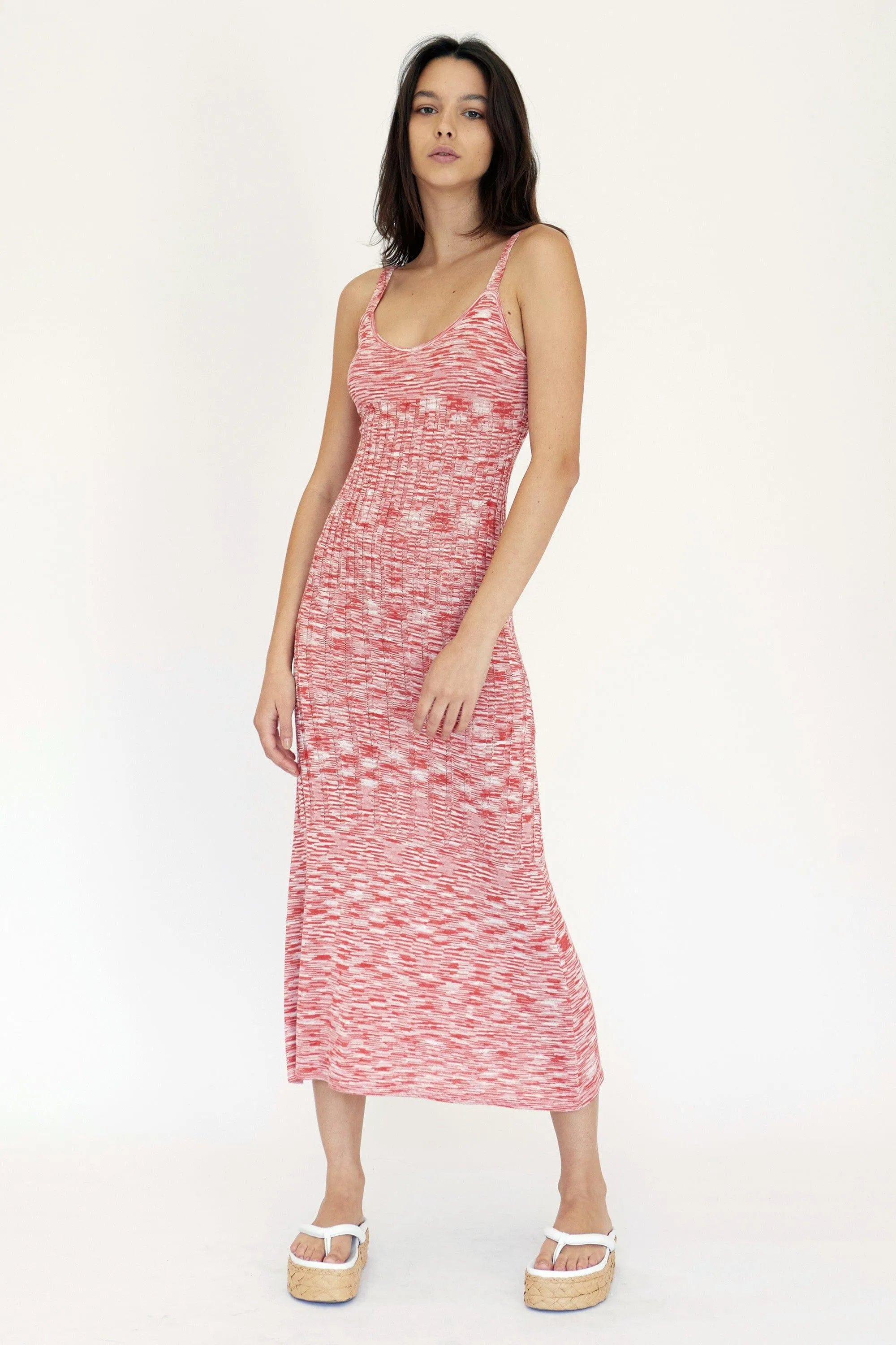 HORIZON KNIT FLARE OUT SLIP DRESS | PINK TO RED