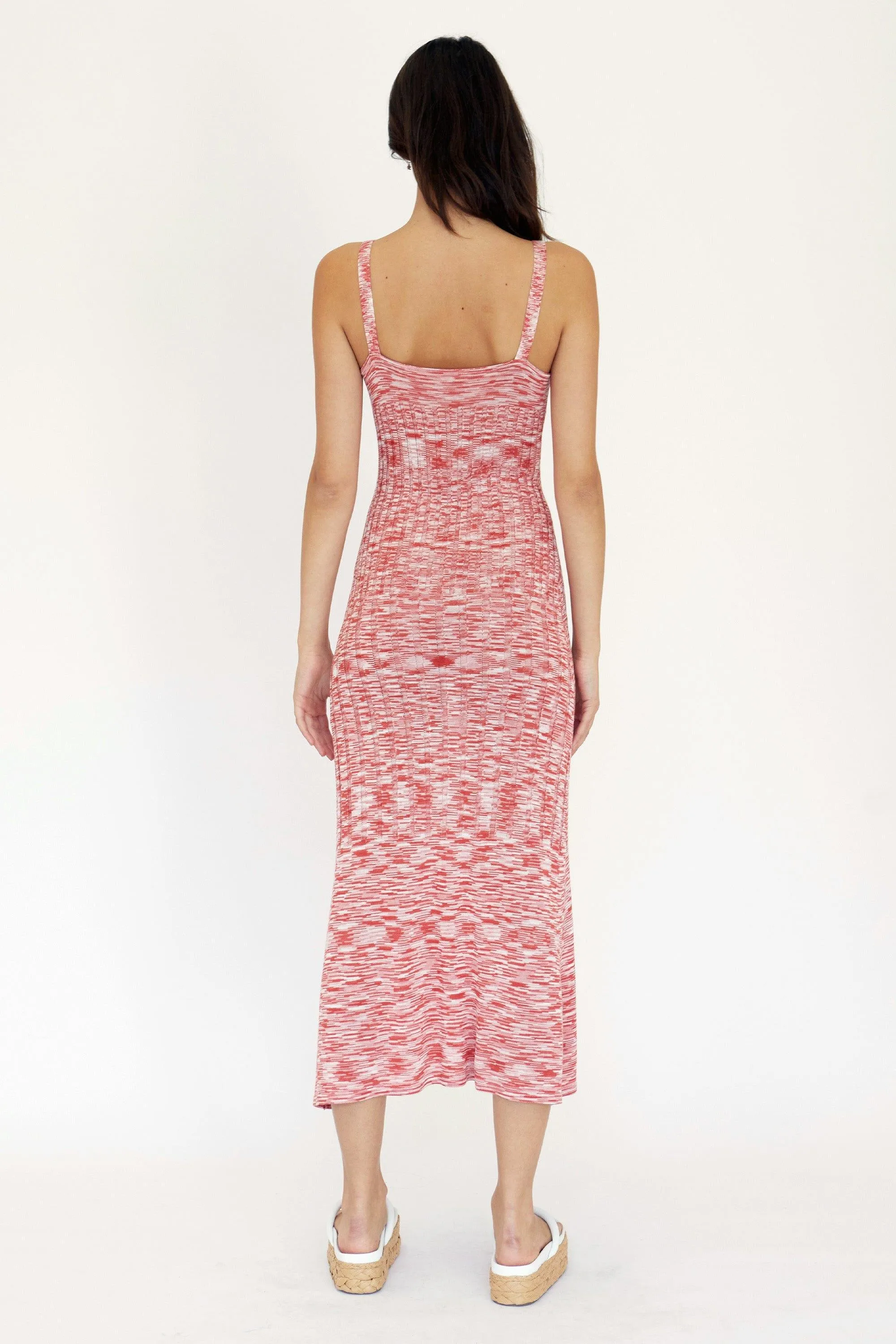 HORIZON KNIT FLARE OUT SLIP DRESS | PINK TO RED