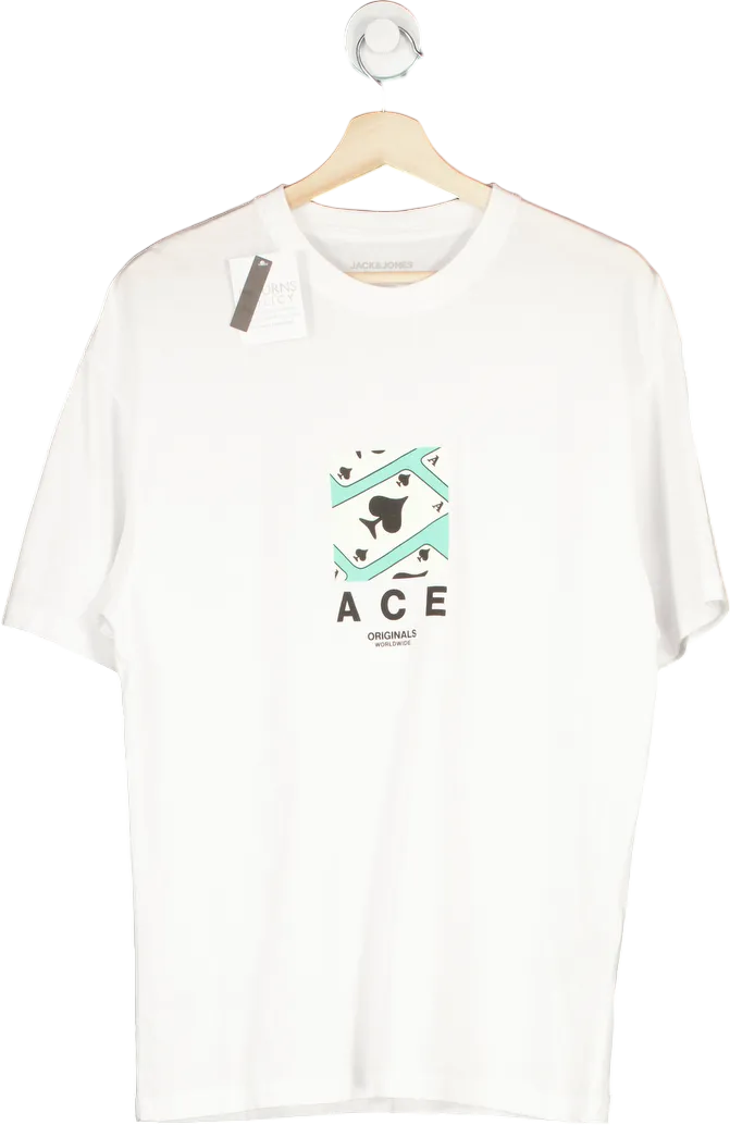 Jack & Jones White Originals Printed T-Shirt UK S