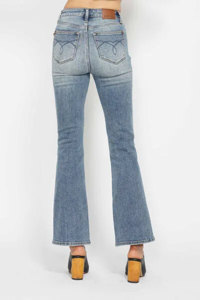 Judy Blue Full Size Tummy Control Back Embroidered Pocketed Bootcut Jeans