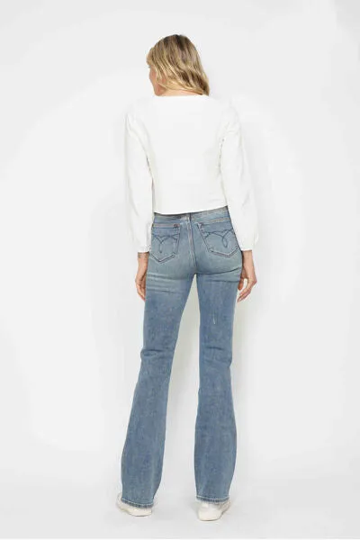 Judy Blue Full Size Tummy Control Back Embroidered Pocketed Bootcut Jeans