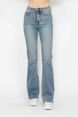 Judy Blue Tummy Control Back Embroidered Pocketed Bootcut Jeans