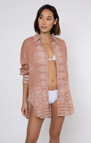 Juliet Dunn Dhaka Print Shirt - Pecan/White