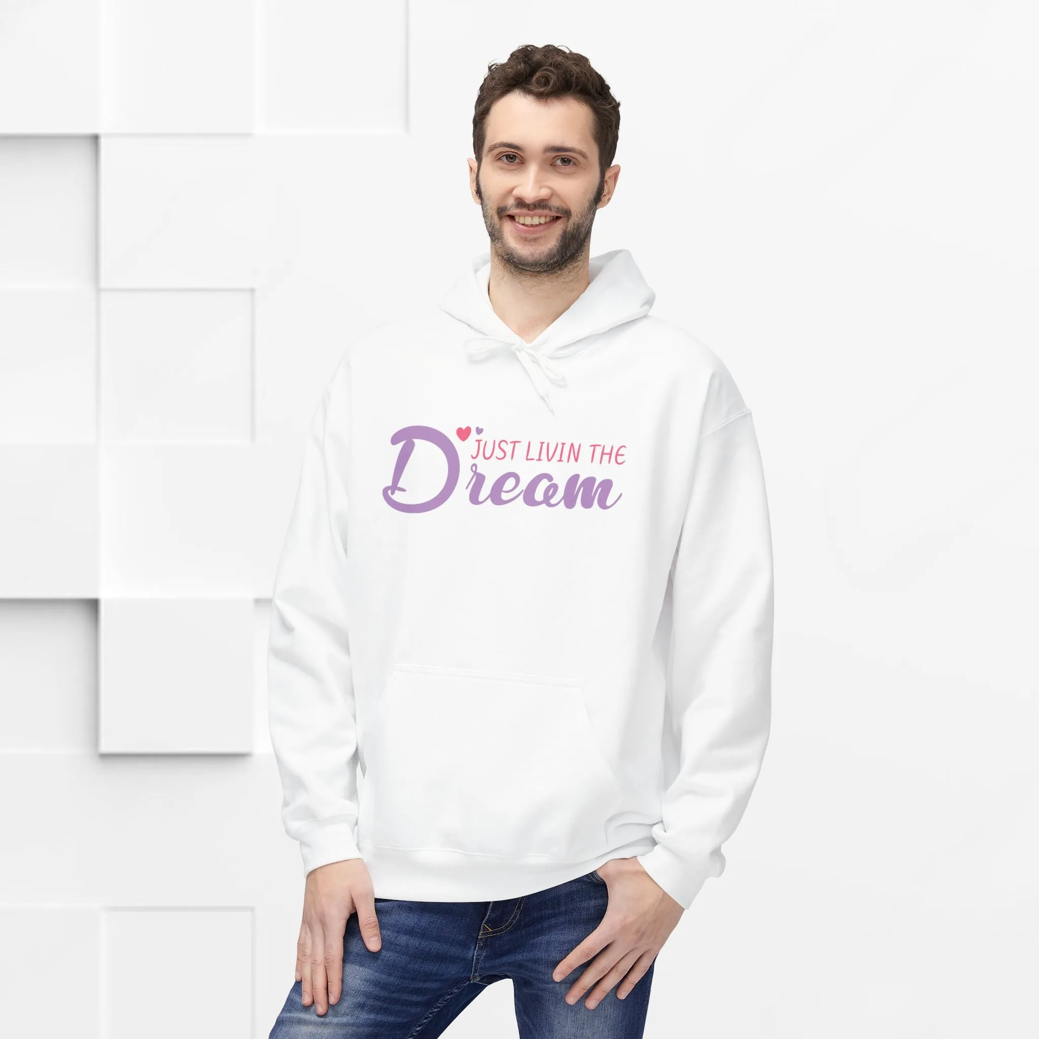 Just Livin' The Dream Hoodie - Unisex Midweight Softstyle Fleece, Cozy Casual Wear