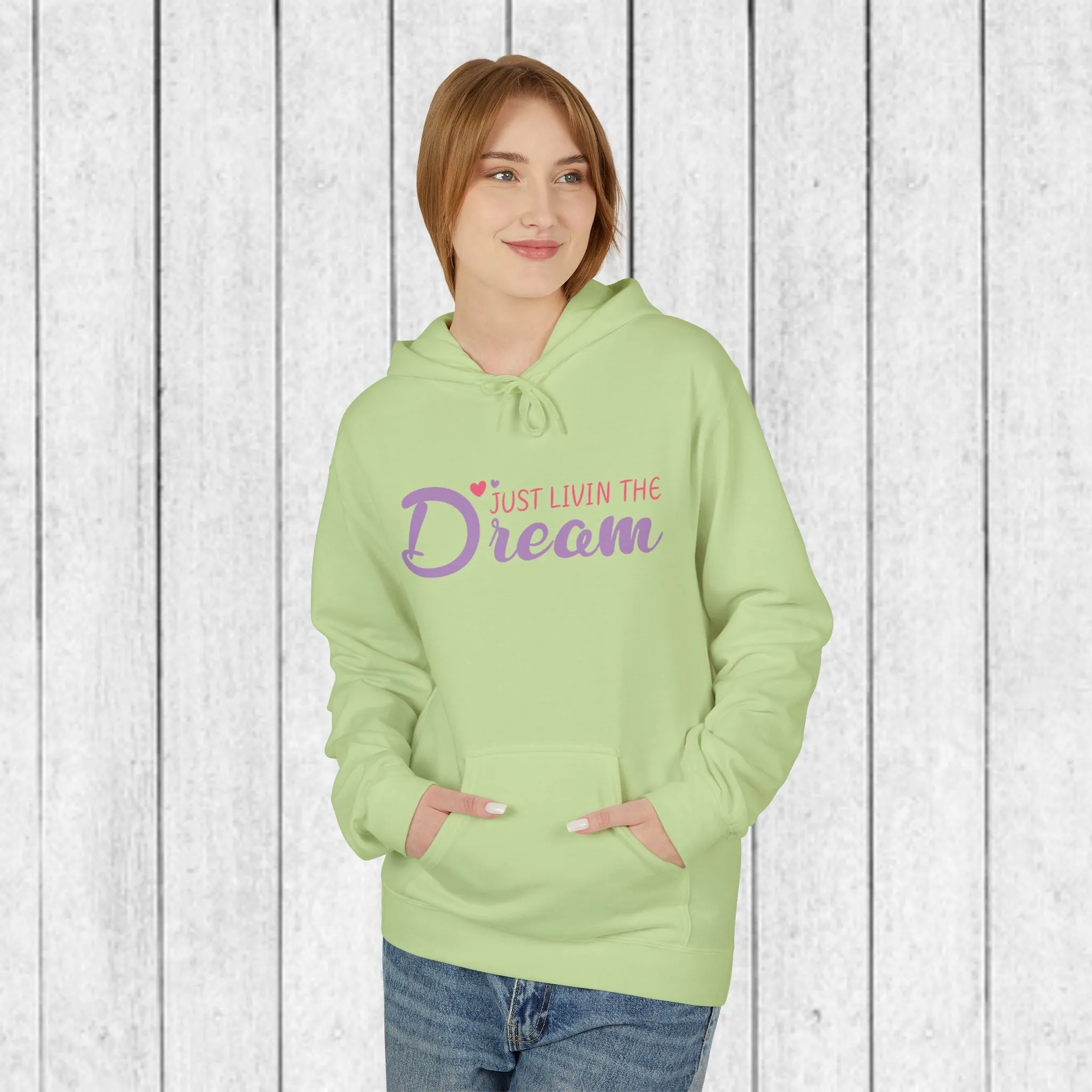 Just Livin' The Dream Hoodie - Unisex Midweight Softstyle Fleece, Cozy Casual Wear
