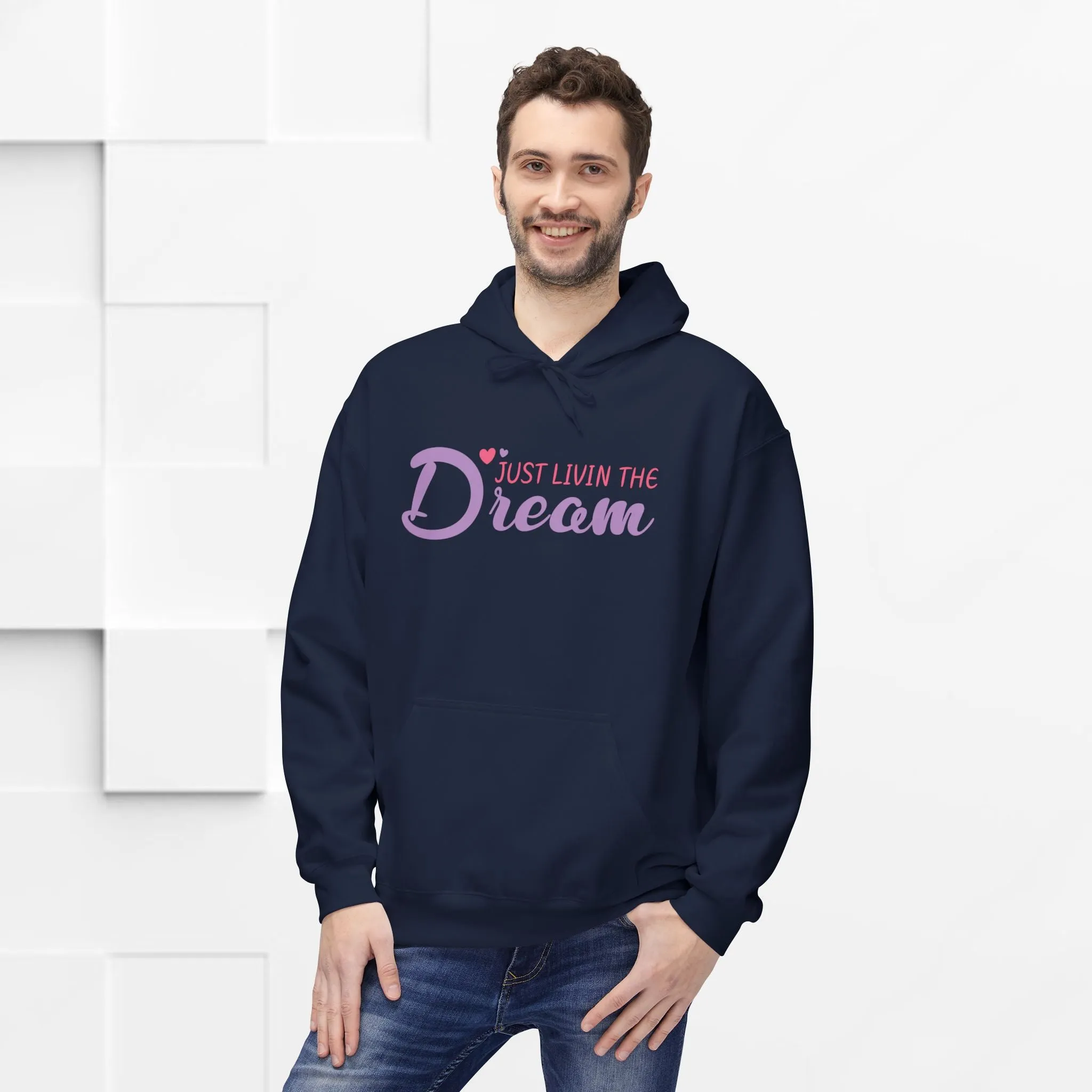 Just Livin' The Dream Hoodie - Unisex Midweight Softstyle Fleece, Cozy Casual Wear