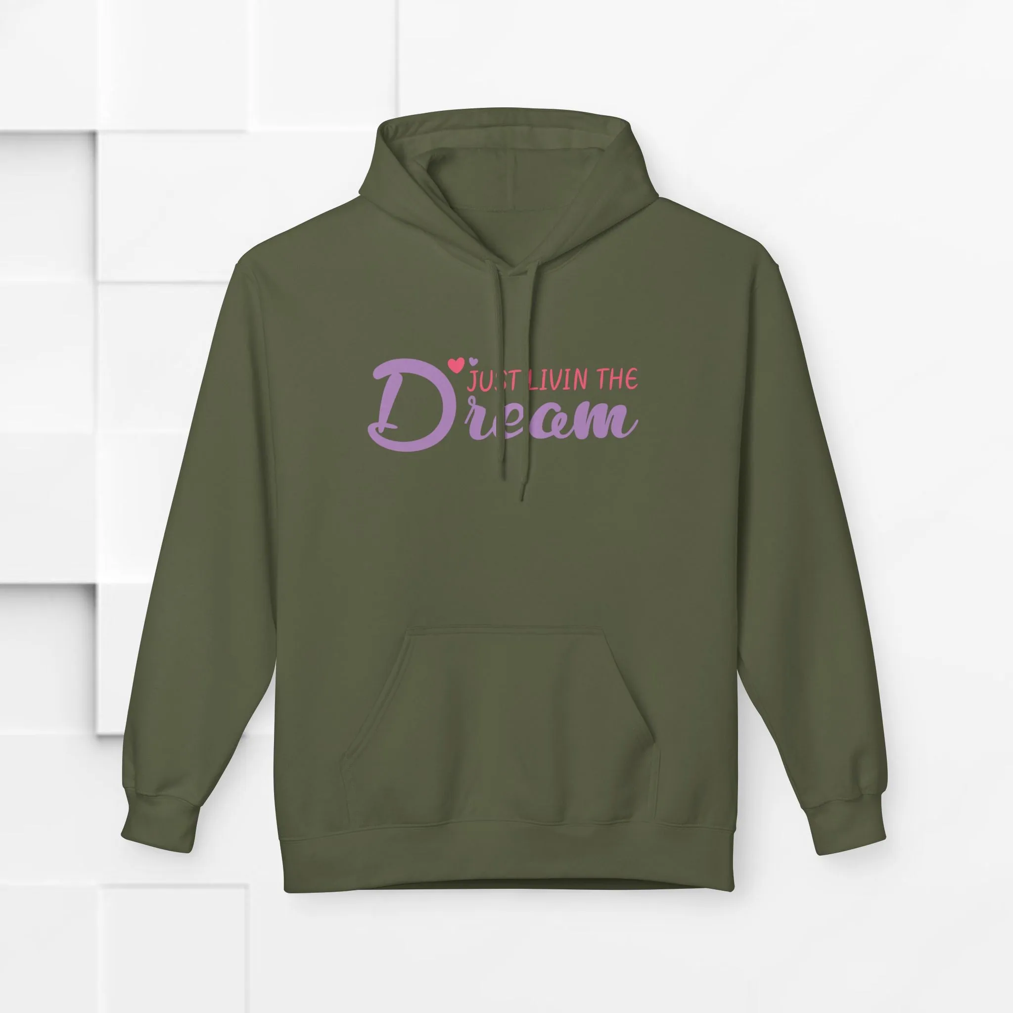 Just Livin' The Dream Hoodie - Unisex Midweight Softstyle Fleece, Cozy Casual Wear