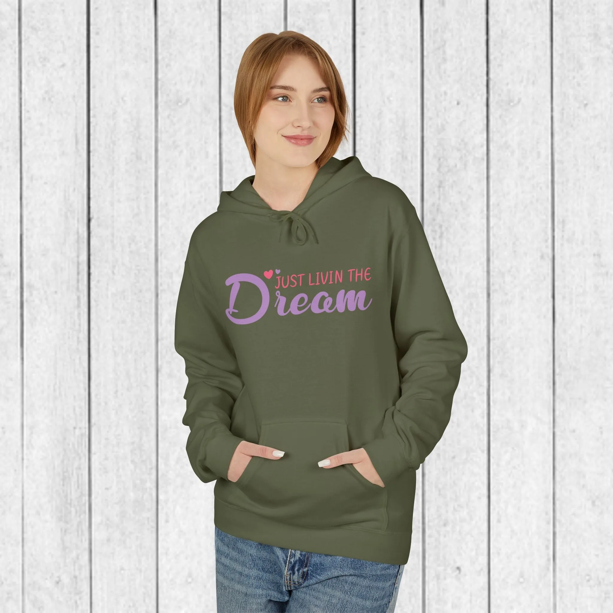 Just Livin' The Dream Hoodie - Unisex Midweight Softstyle Fleece, Cozy Casual Wear