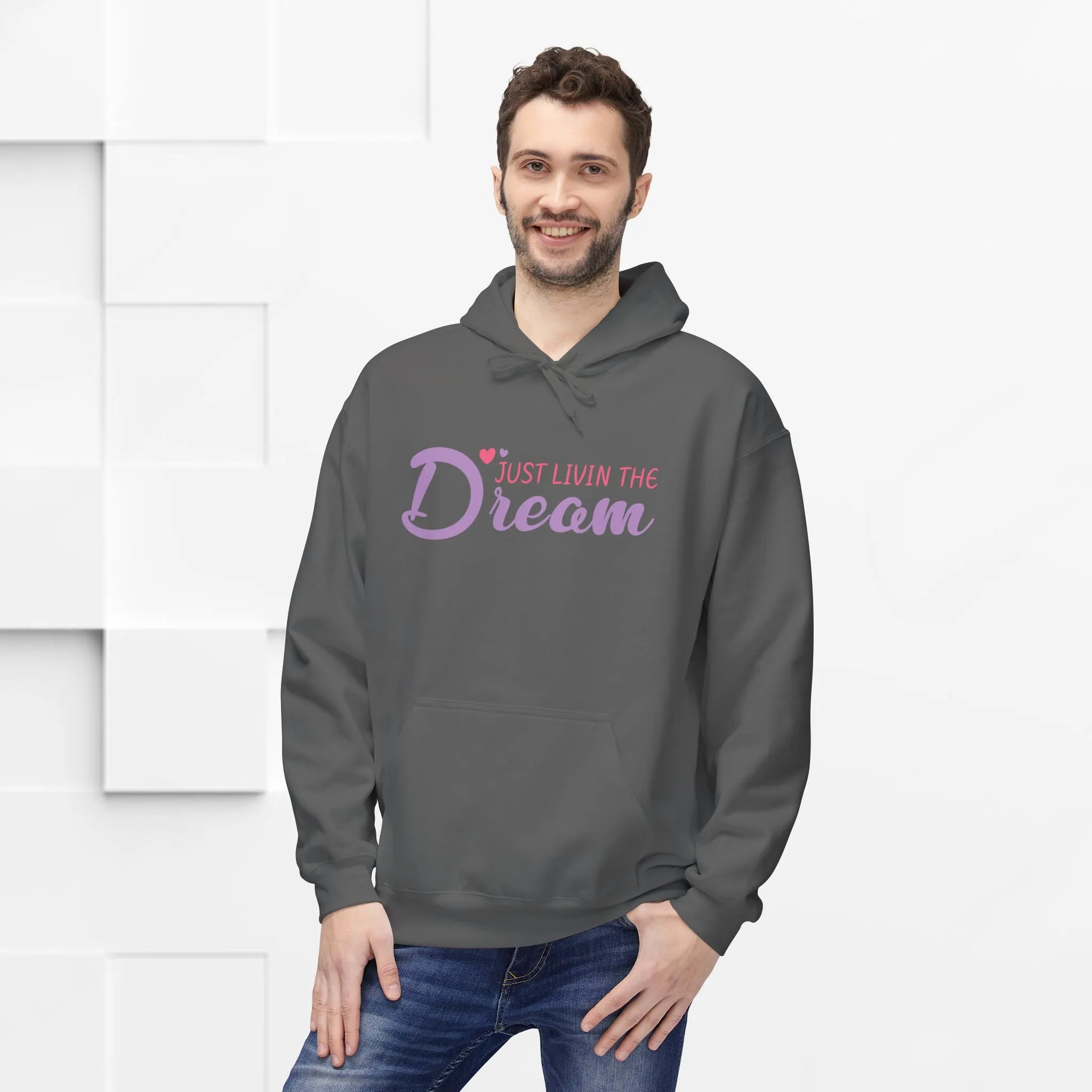 Just Livin' The Dream Hoodie - Unisex Midweight Softstyle Fleece, Cozy Casual Wear