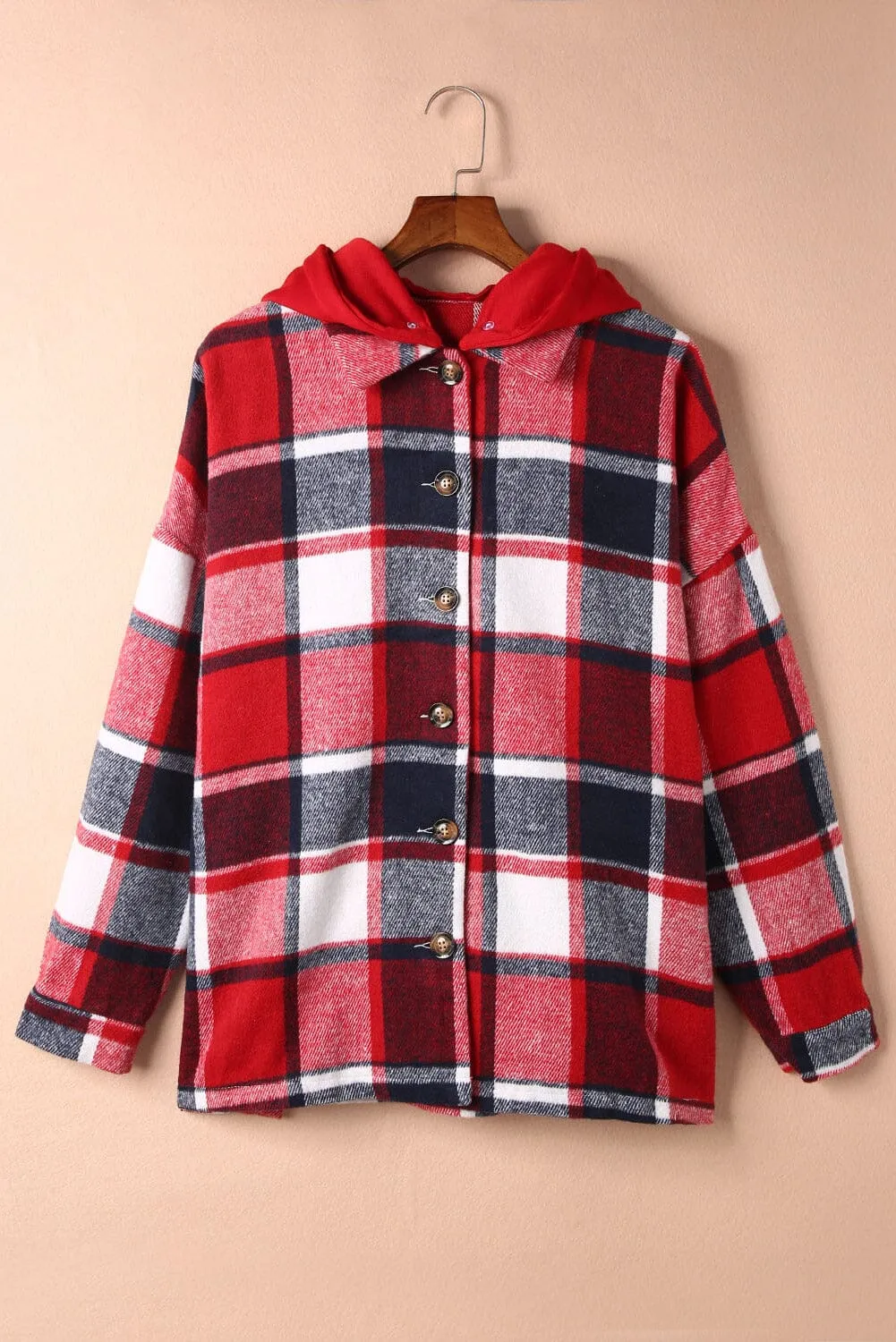 KaleaBoutique Stylish Hooded Plaid Button Front Shacket
