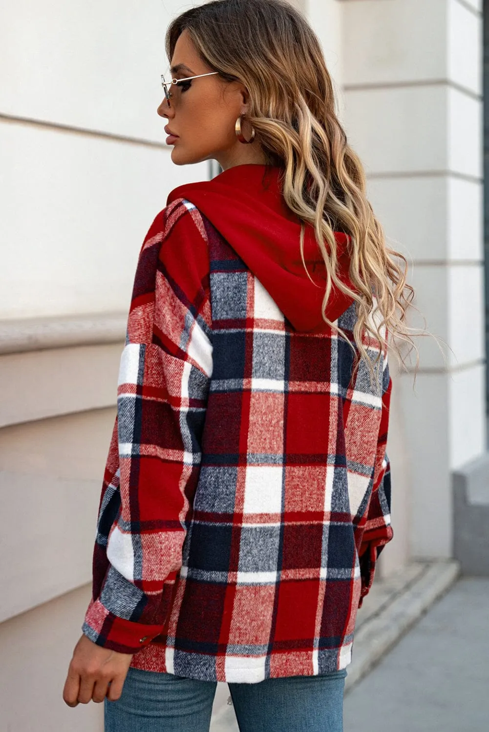 KaleaBoutique Stylish Hooded Plaid Button Front Shacket