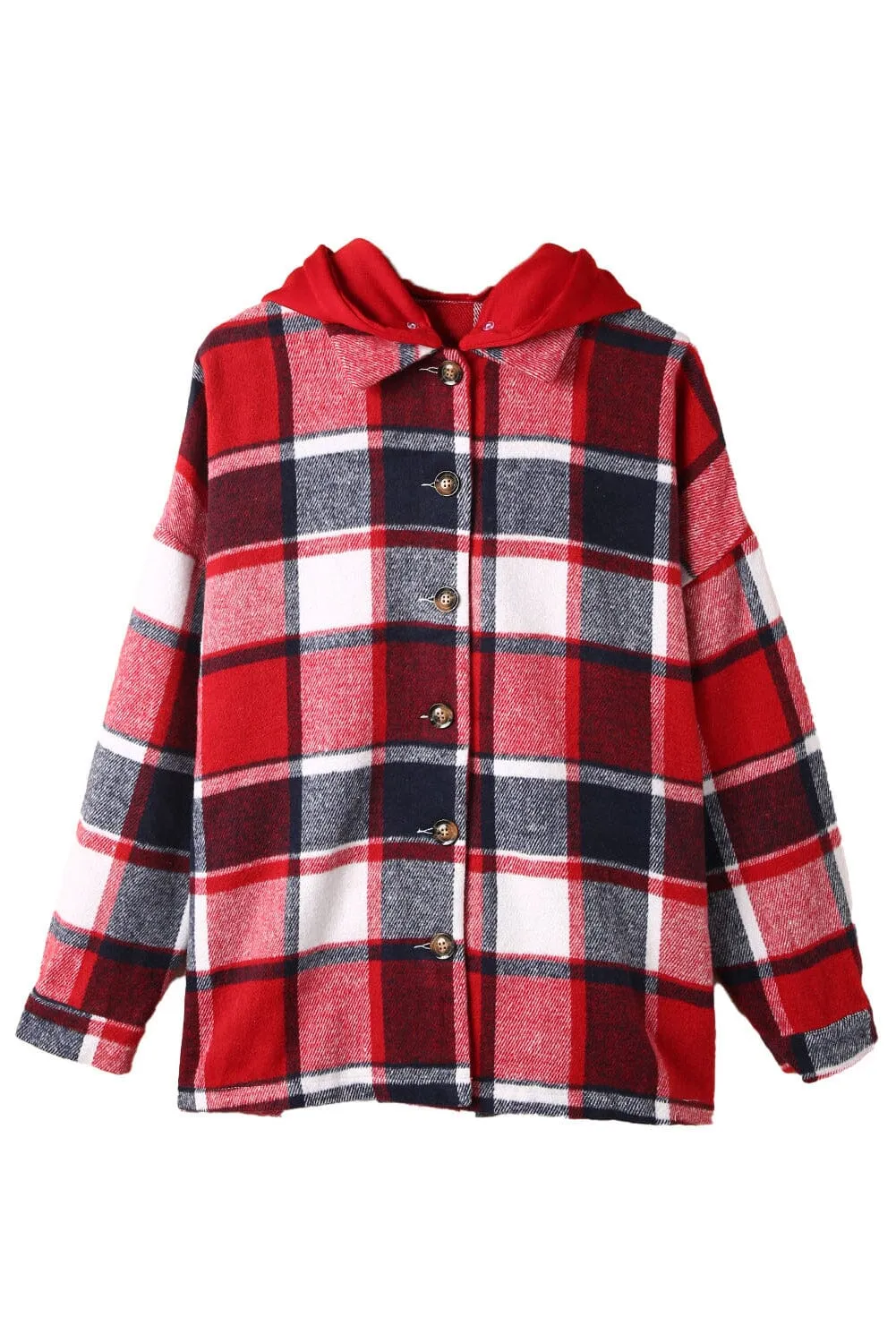 KaleaBoutique Stylish Hooded Plaid Button Front Shacket