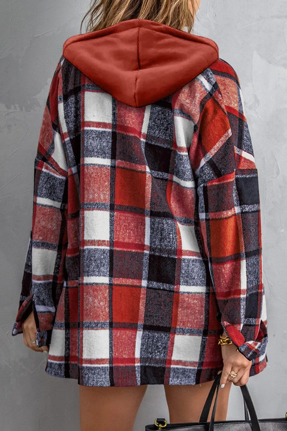 KaleaBoutique Stylish Hooded Plaid Button Front Shacket