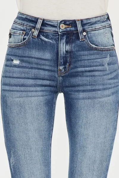 Karlie Kancan High Waist Distressed Raw Hem Ankle Skinny Jeans