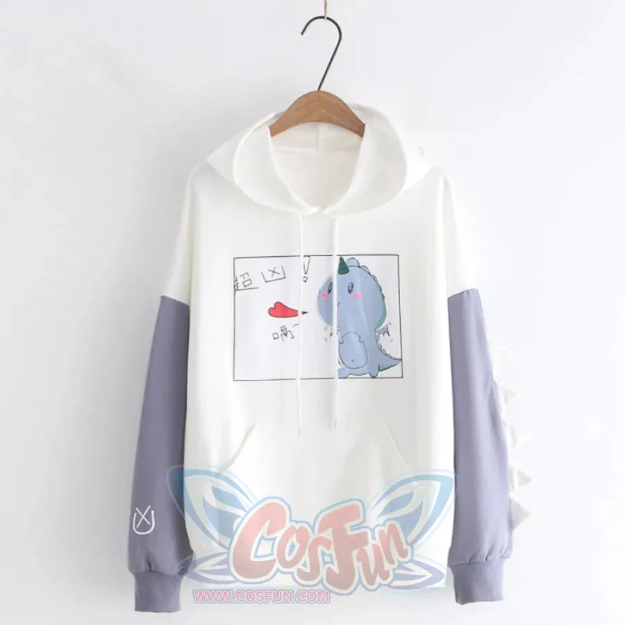 Kawaii Cartoon Dinosaur Print Hoodie MK2559