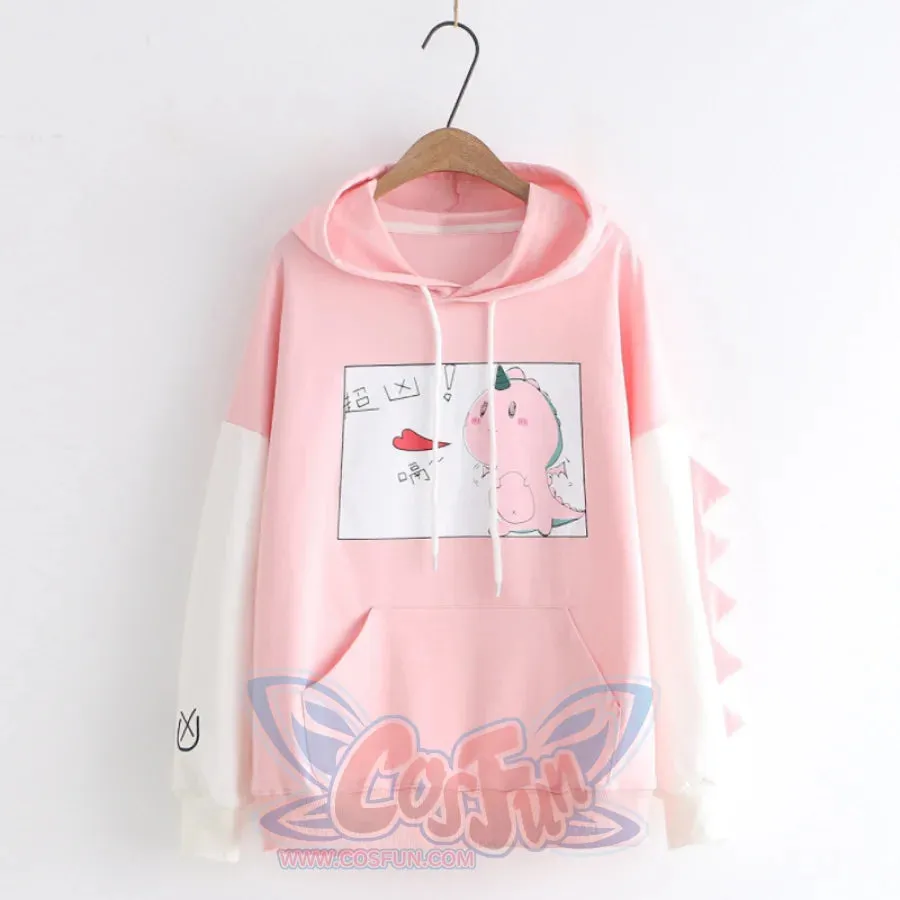 Kawaii Cartoon Dinosaur Print Hoodie MK2559