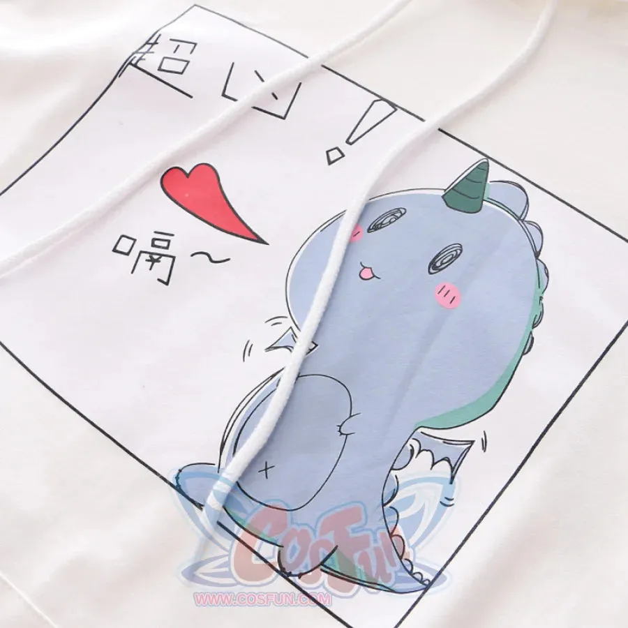 Kawaii Cartoon Dinosaur Print Hoodie MK2559