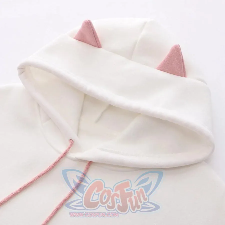 Kitty Flap Color Block Cat Ears Hoodie J40232