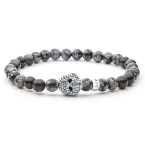 LAGOS Anthem Snowflake Obsidian Skull Bracelet in Sterling Silver - Size M