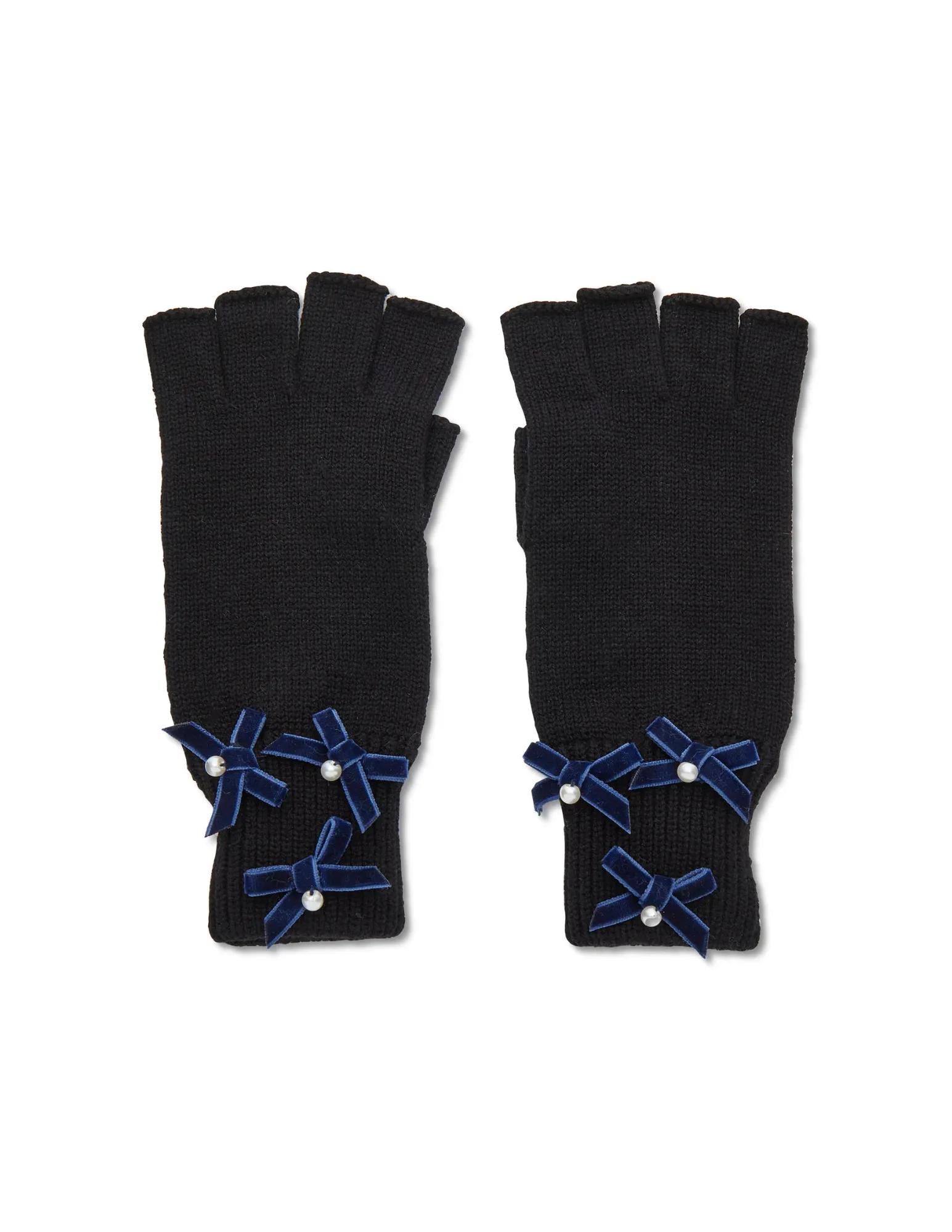 Lele Sadoughi Jet Bow Embellished Fingerless Gloves