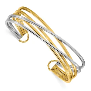 Leslie 14k Two Tone Polish Slip On Cuff Bangle