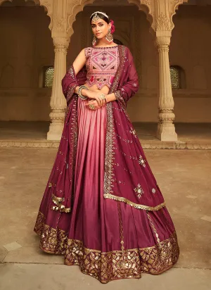 Light Pink Shaded Embroidered Stylish Lehenga Choli