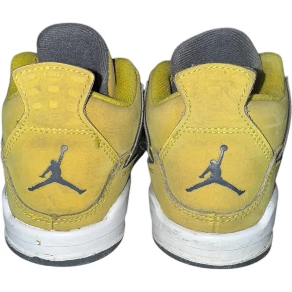 Little Boys Nike Air Jordan 4 GS Yellow/Gray “Midnight Lighting” Sneakers - 1Y
