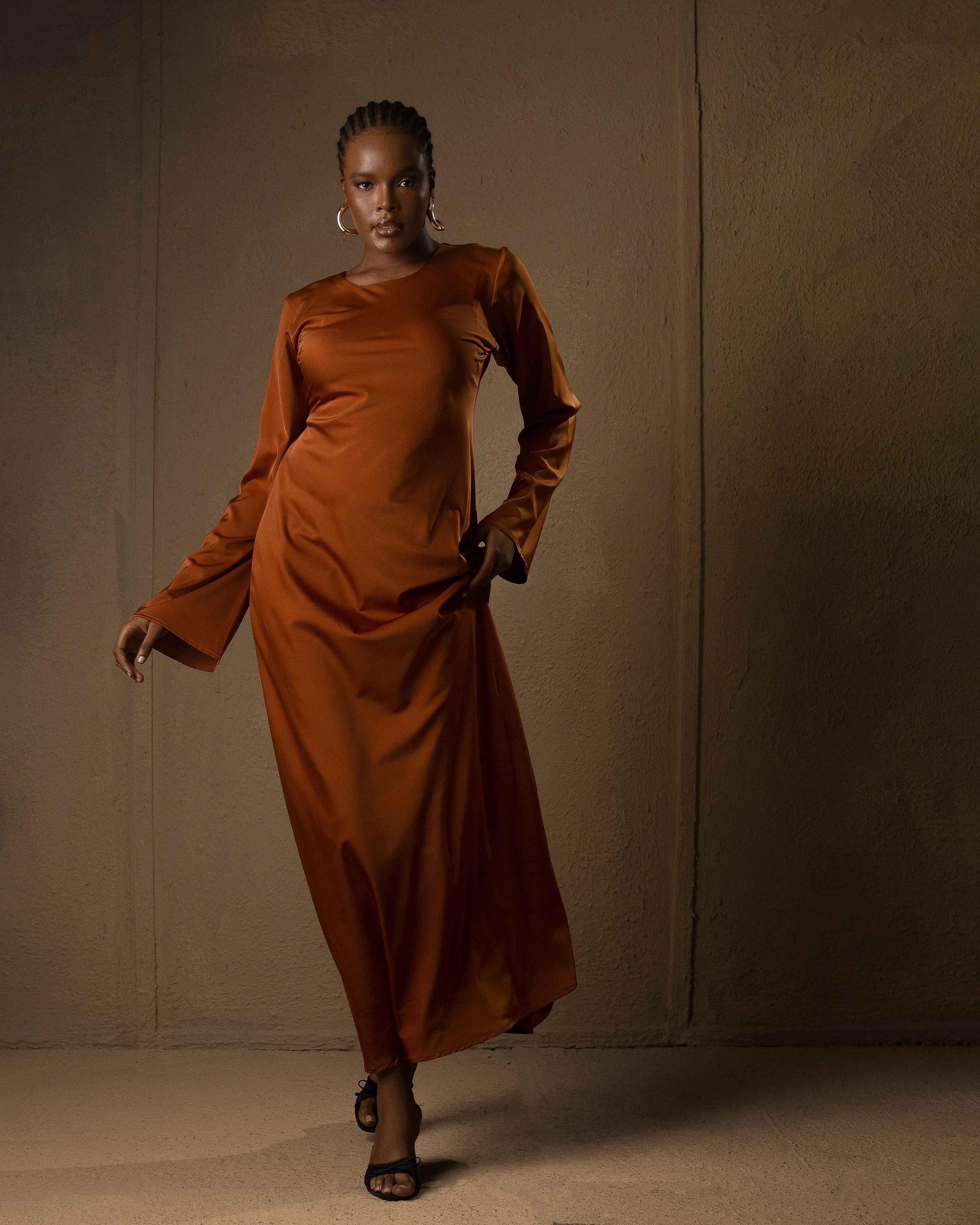 Long sleeve slip dress