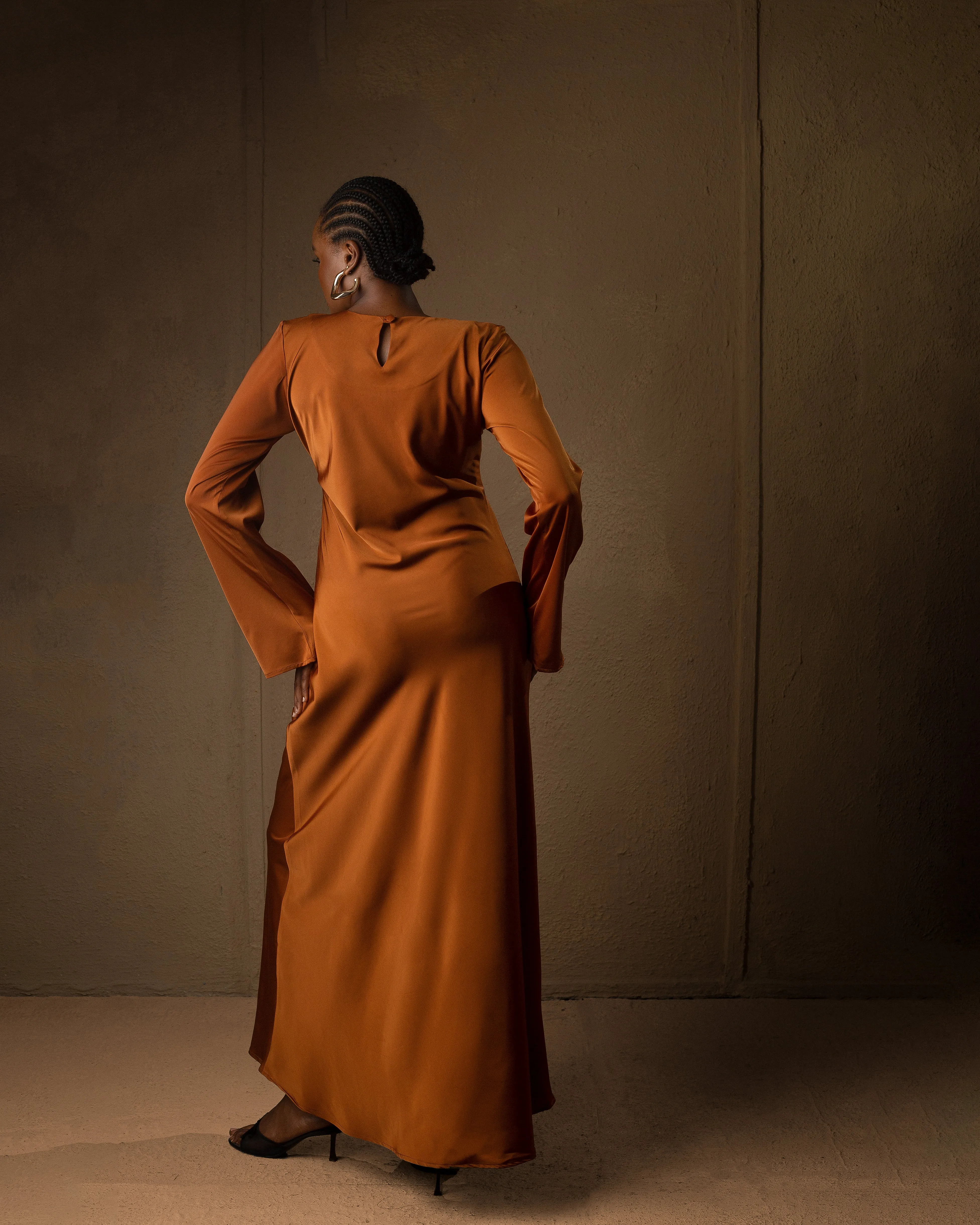 Long sleeve slip dress