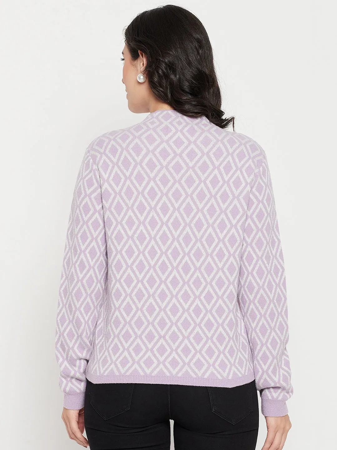 Madame Lilac Sweater With Ribbed Sleeves