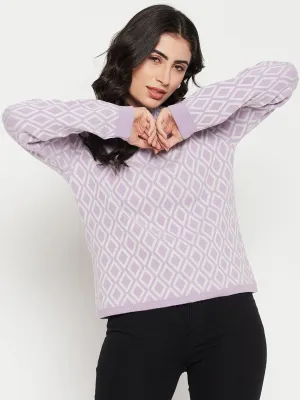 Madame Lilac Sweater With Ribbed Sleeves