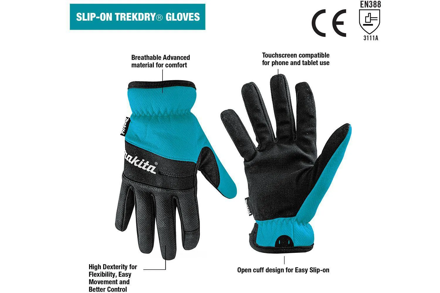 Makita - Slip-On Trekdry Gloves