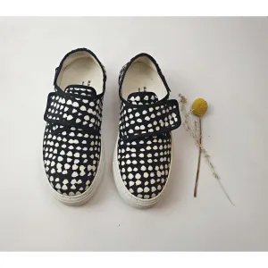 Marimekko low platform black and white print slip on shoes size 36