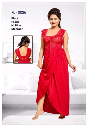 Maroon Stylish FL-0086 - Flourish Exclusive Bridal Nighty Set Collection