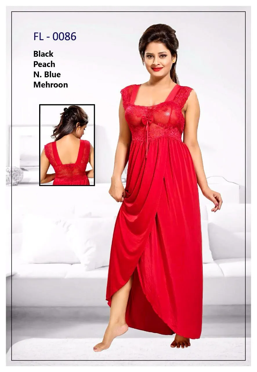 Maroon Stylish FL-0086 - Flourish Exclusive Bridal Nighty Set Collection