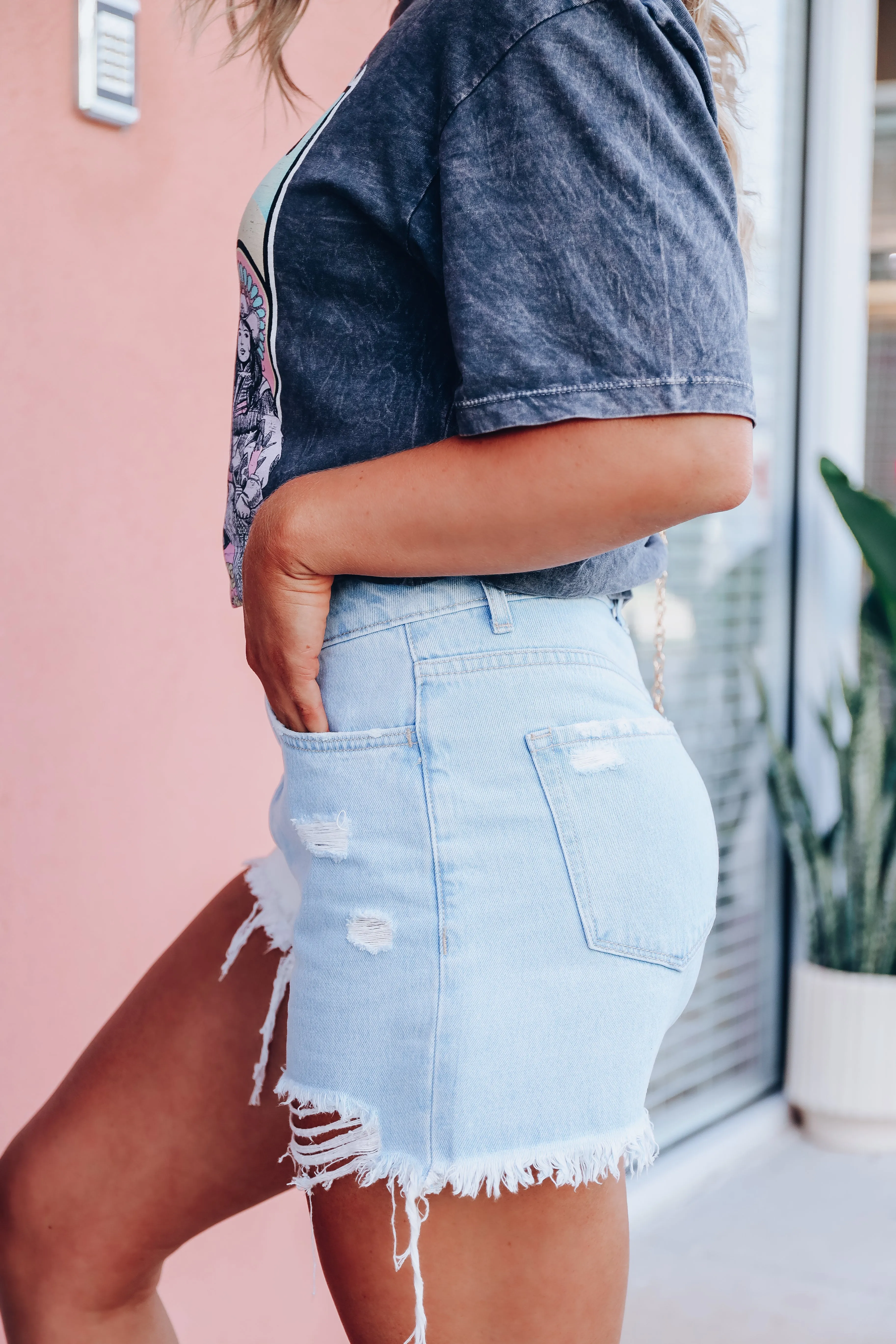 Material Girl Two-Tone Denim Shorts
