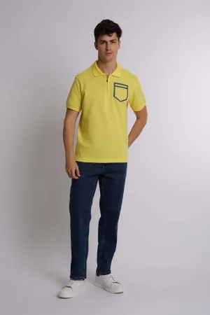 Men Polo Casual Rubber Print Yellow