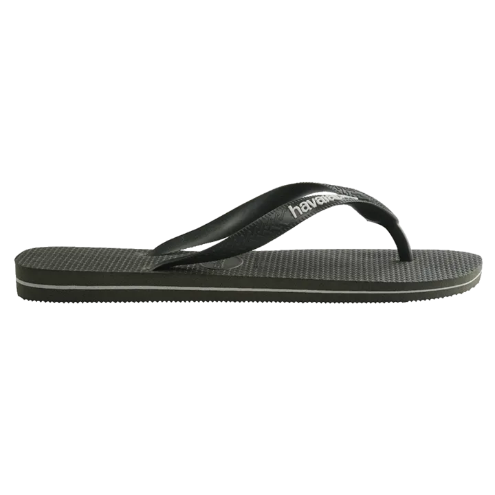 Mens Havaianas Rubber Logo Thongs - Olive Green