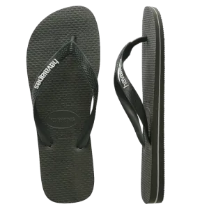 Mens Havaianas Rubber Logo Thongs - Olive Green