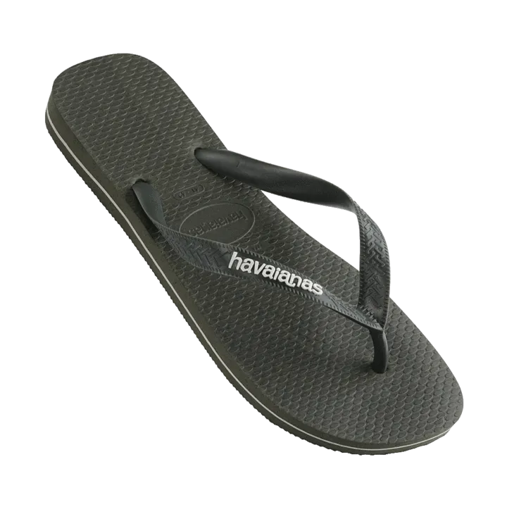 Mens Havaianas Rubber Logo Thongs - Olive Green