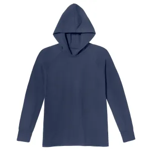 Men's Soft 100% Cotton Medium-Weight Long Sleeve Hooded Tee With Cuffs | Midnight