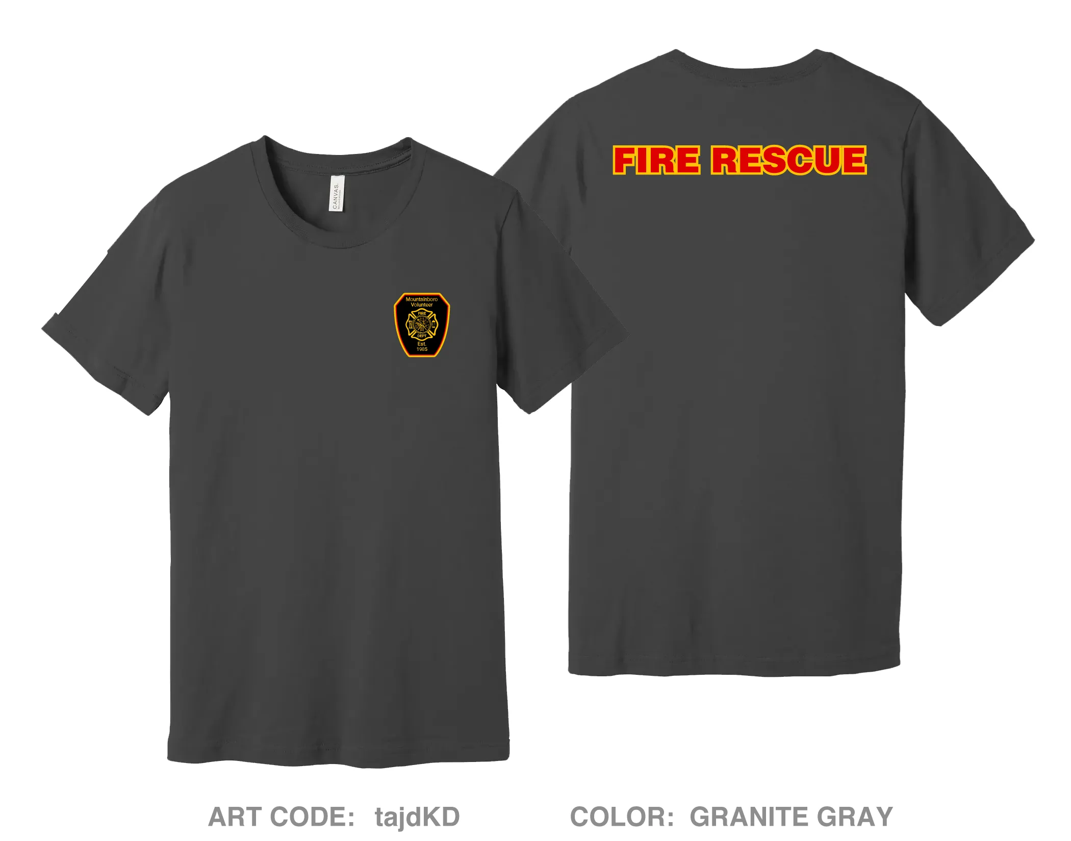 Mountainboro Volunteer Fire Department Comfort Unisex Cotton SS Tee - tajdKD