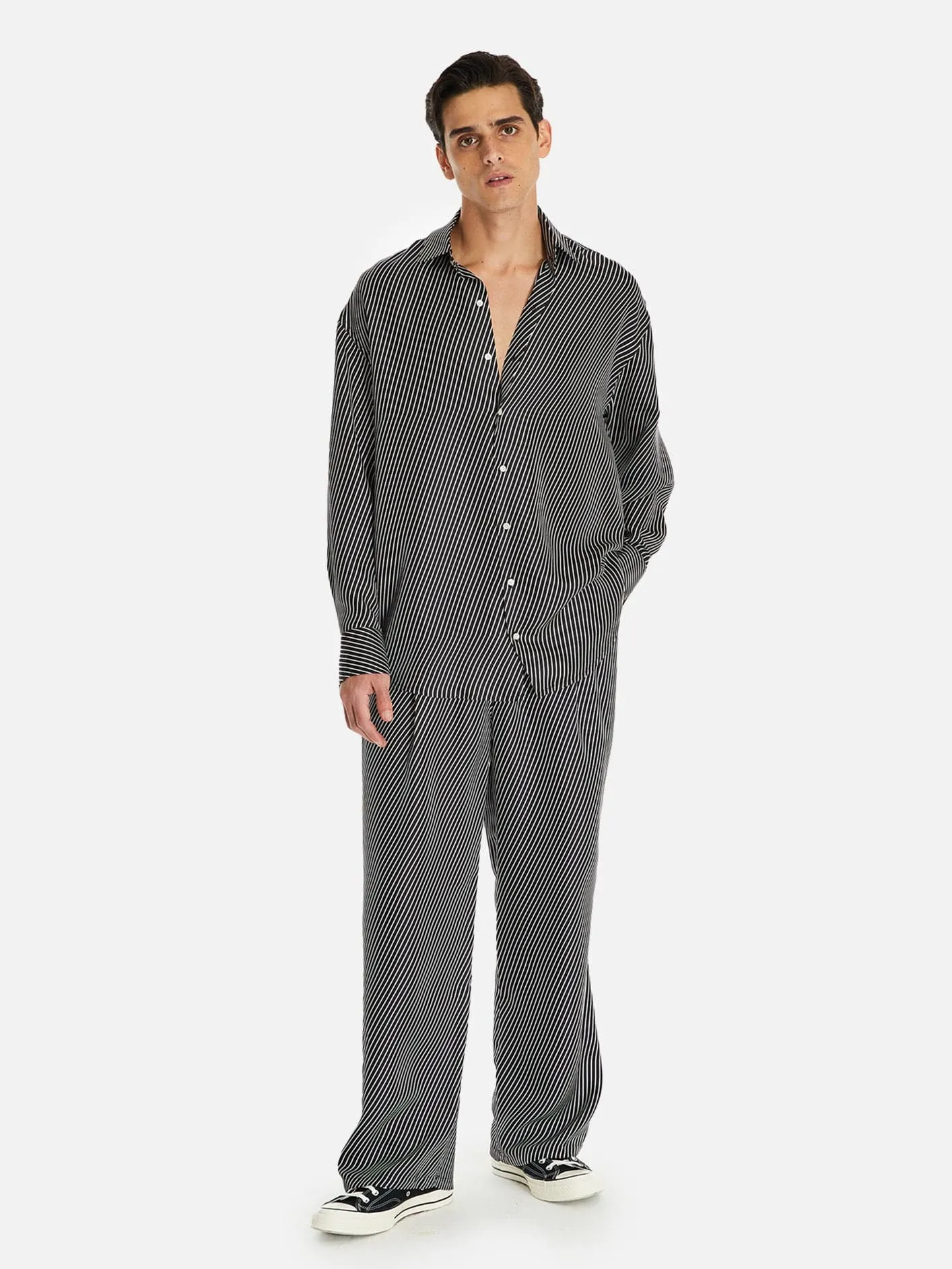 Nagiso Unisex Relaxed Kesim İpek Gömlek