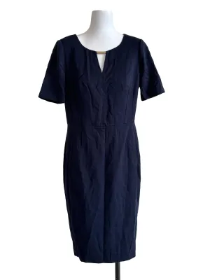 Navy Blue Plain Casual Dress