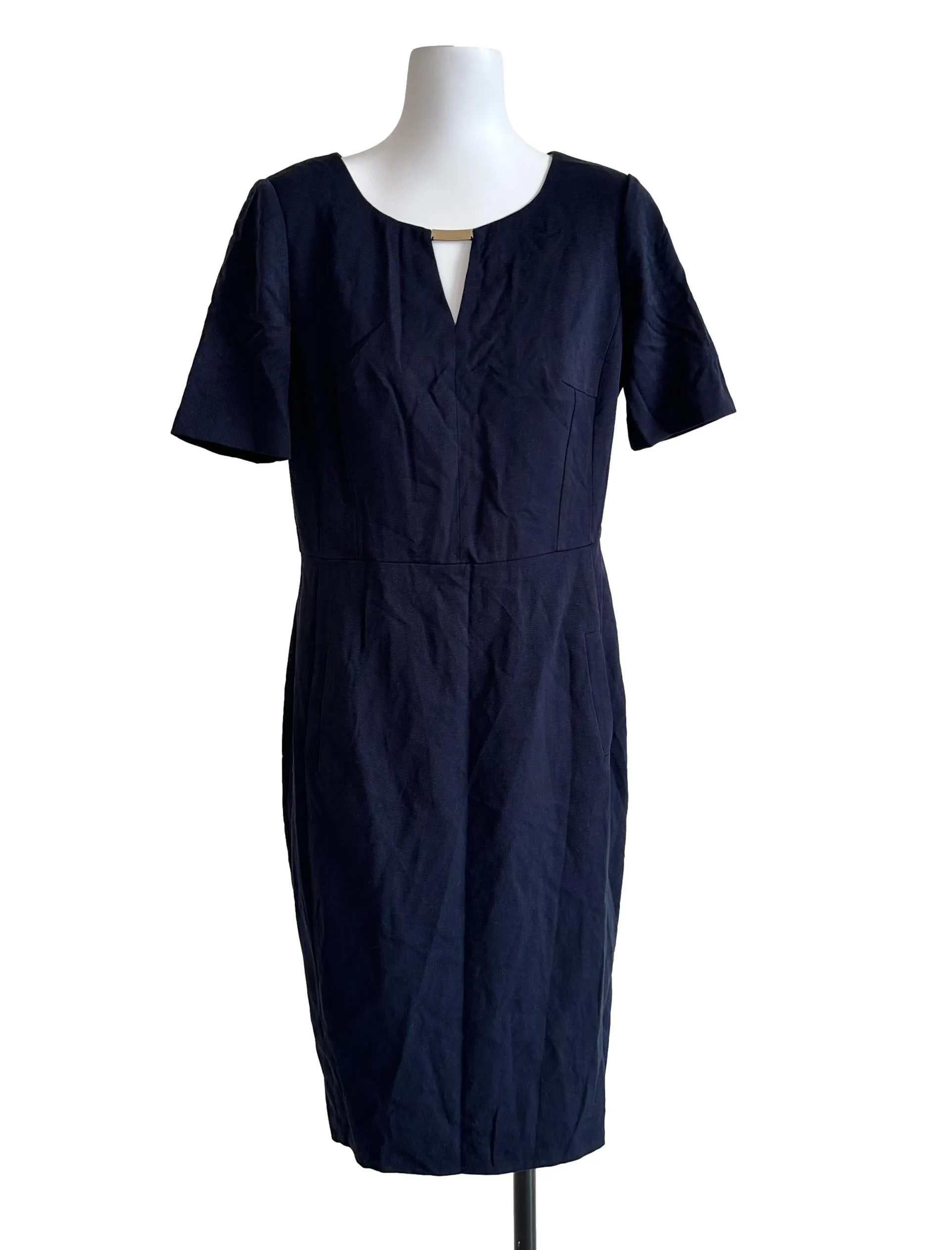 Navy Blue Plain Casual Dress